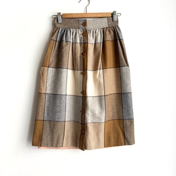 Vintage Phil Carry Window Pane plaid Pencil Skirt S - Picture 1 of 8